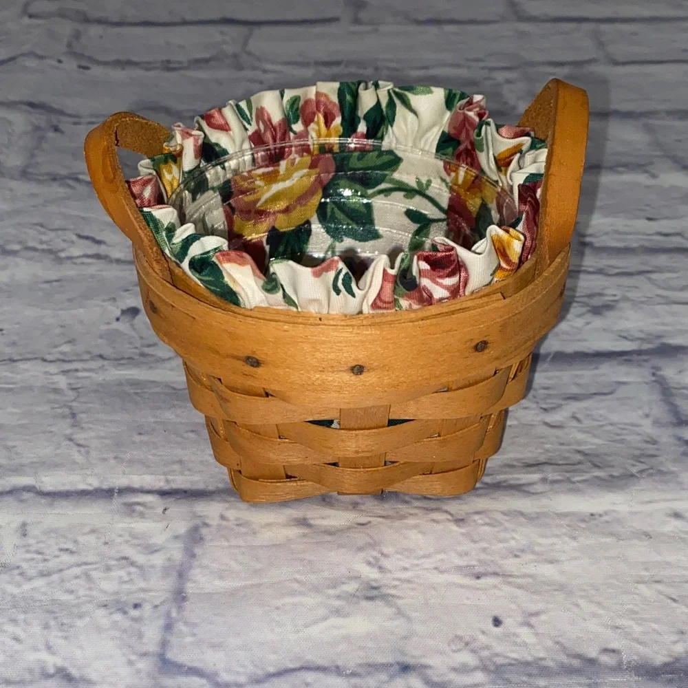 Longaberger 1996 Thyme Booking Basket, Protector, & Fabric Liner